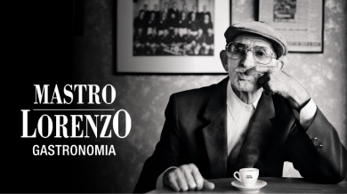 Mastro Lorenzo alter Mann mit Kaffee